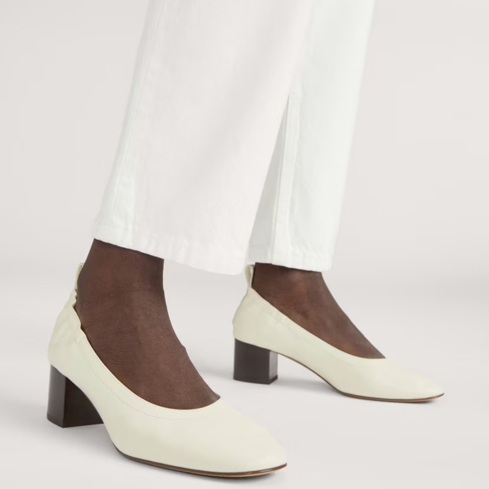 Everlane The Day Heel in bone stacked